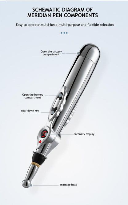ELECTRONIC ACUPUNCTURE PEN - MERIDIAN ENERGY MASSAGE PEN FOR PAIN RELIEF-2 Heads-Nora Luxe