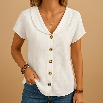 Elegant button-up blouse with collar for women | Eliza - Nocini