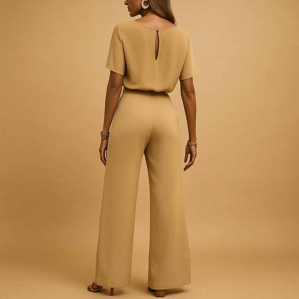 Elegant tailored jumpsuit with flowy sleeves for women, perfect for formal occasions, galas, weddings, and sophisticated evening wear.