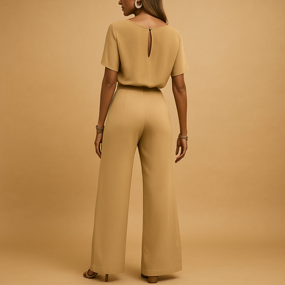 Elegant tailored jumpsuit with flowy sleeves for women, perfect for formal occasions, galas, weddings, and sophisticated evening wear.