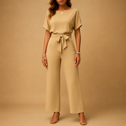 Elegant tailored jumpsuit with flowy sleeves for women, perfect for formal occasions, galas, weddings, and sophisticated evening wear.