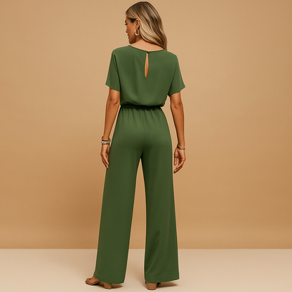 Elegant tailored jumpsuit with flowy sleeves for women, perfect for formal occasions, galas, weddings, and sophisticated evening wear.