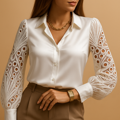 Elegant lace sleeve blouse for women | Sophia - Nocini