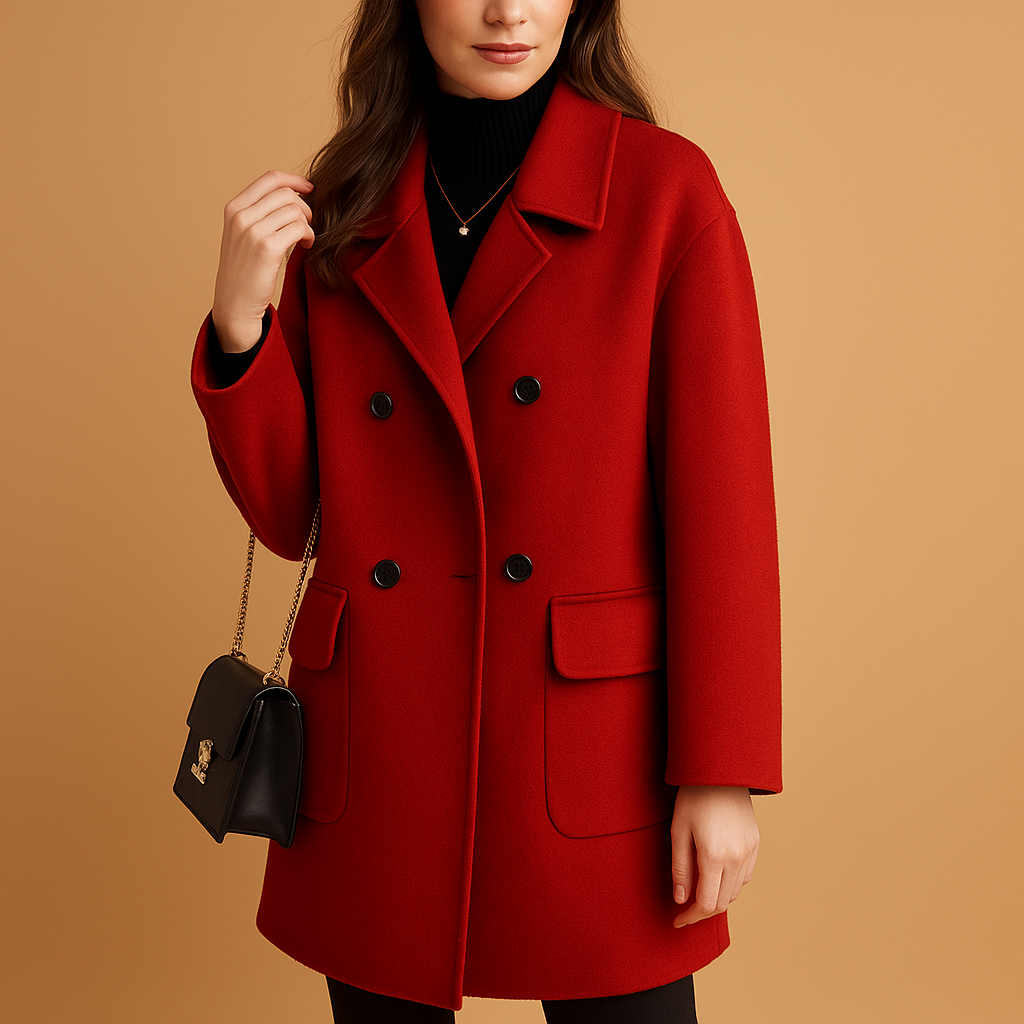 Elegant long coat for women with soft fabric and minimalist design, perfect for spring, autumn, and winter looks.