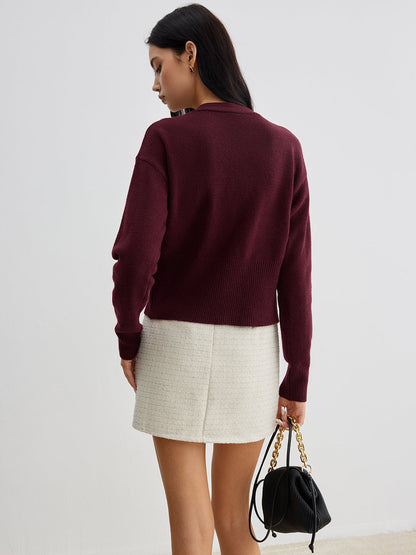 Stylish Silver Button Short Sweater