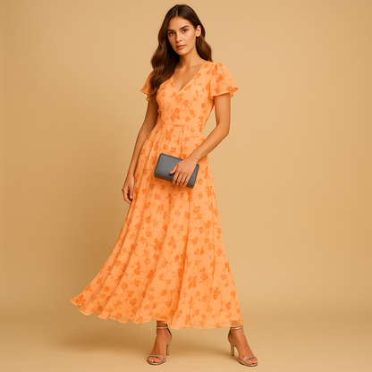 Women’s elegant midi dress with flattering fit and classic cut, made from high-quality woven fabric. Perfect for work, evenings, and special occasions.