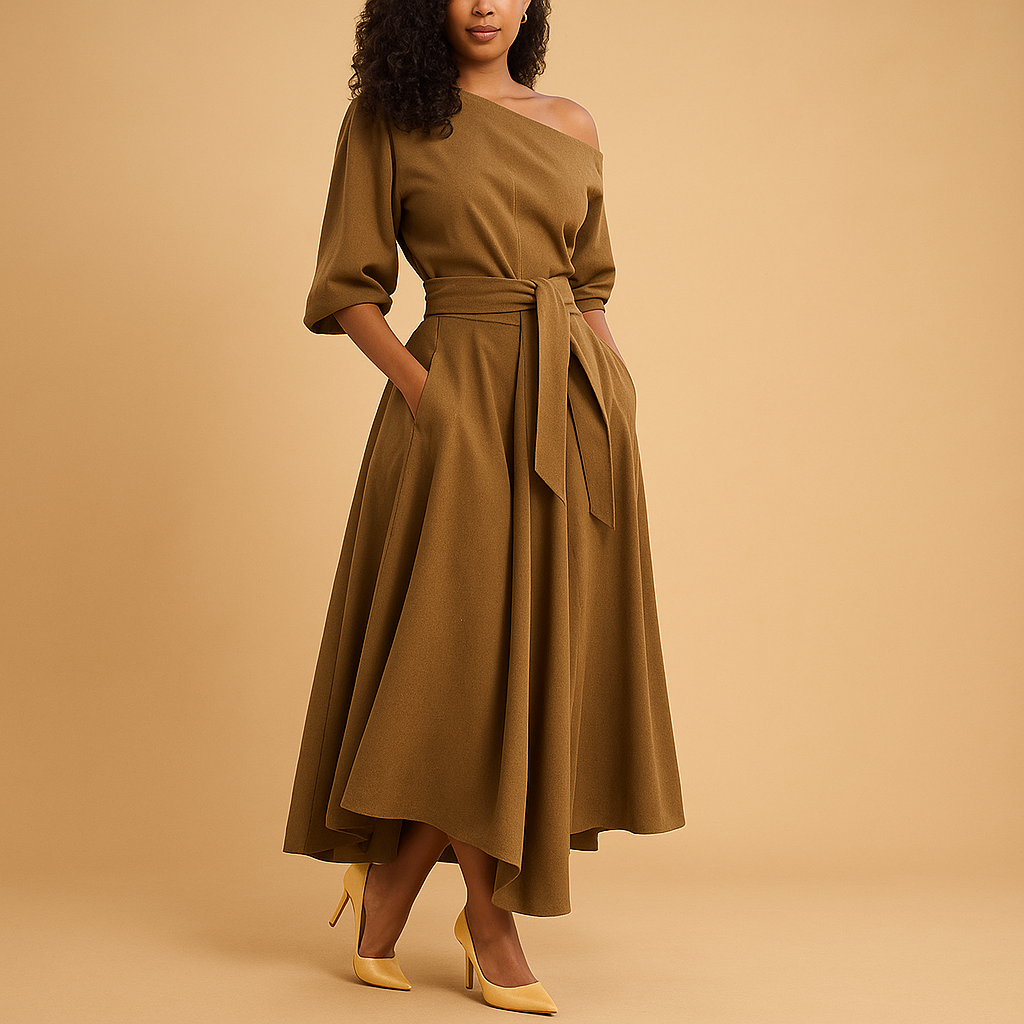 Classic Fit Midi Dress for Ladies
