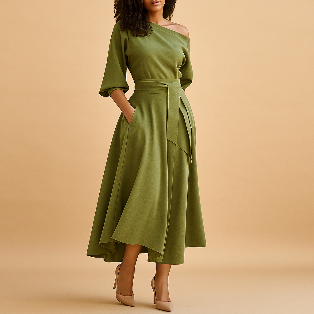 Classic Fit Midi Dress for Ladies