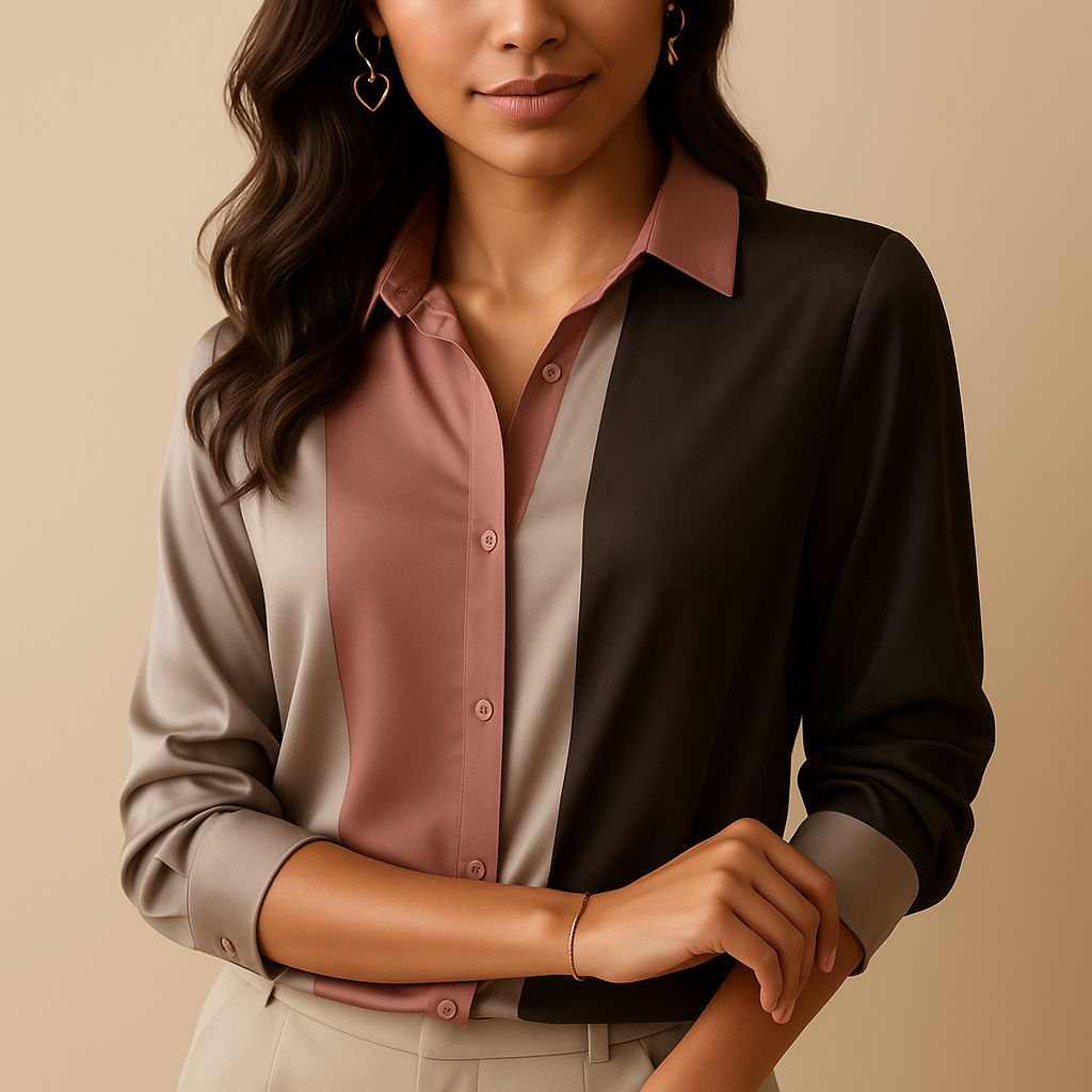Elegant striped blouse with classic collar for women | Amelia - Nocini