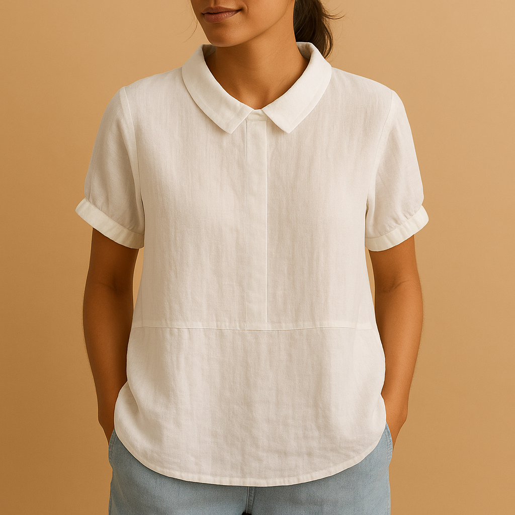 Women’s elegant tailored blouse with a classic design, suitable for office outfits, formal occasions, and smart casual looks.