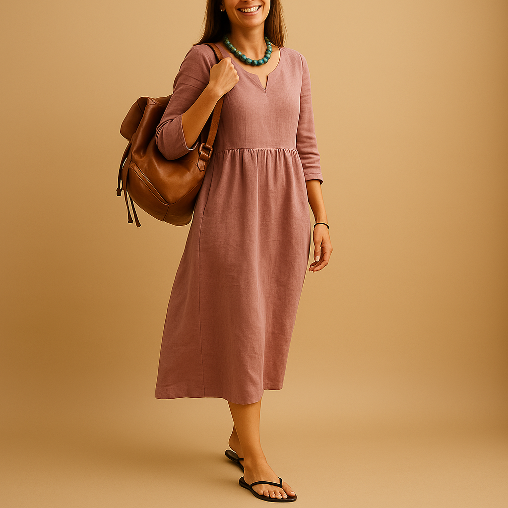 Chic V-neck Knee Length Dress for Ladies - Nocini
