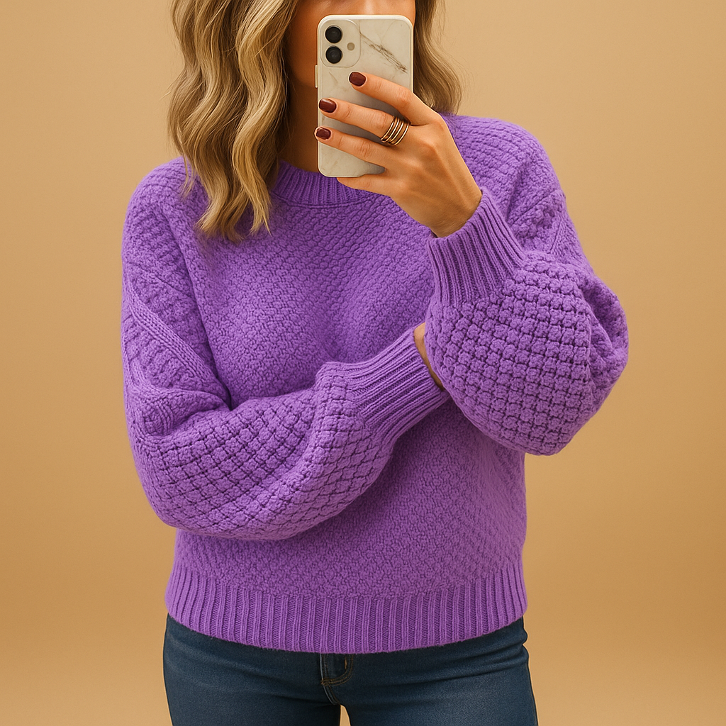 Nicole | Women’s Winter Cozy Textured Knit Sweater Caliboot