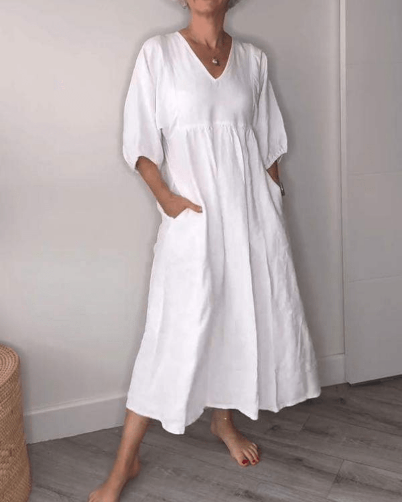 Chic Long V Neck Evening Dress - Olytrend
