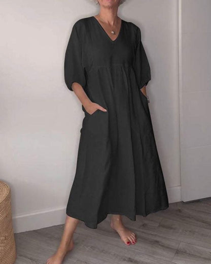 Chic Long V Neck Evening Dress