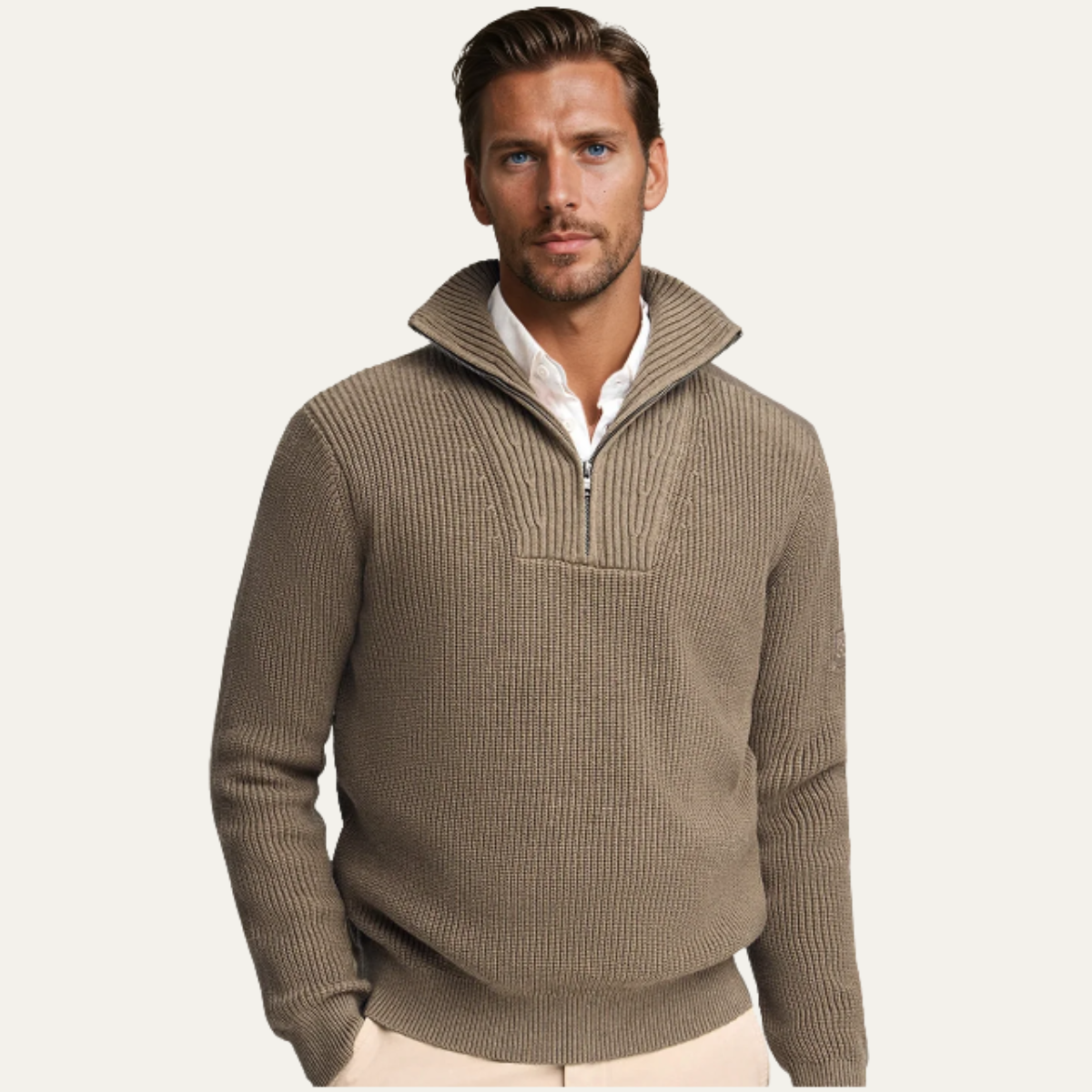 Classic Men's Cable Knit Half Zip Jumper Sweater