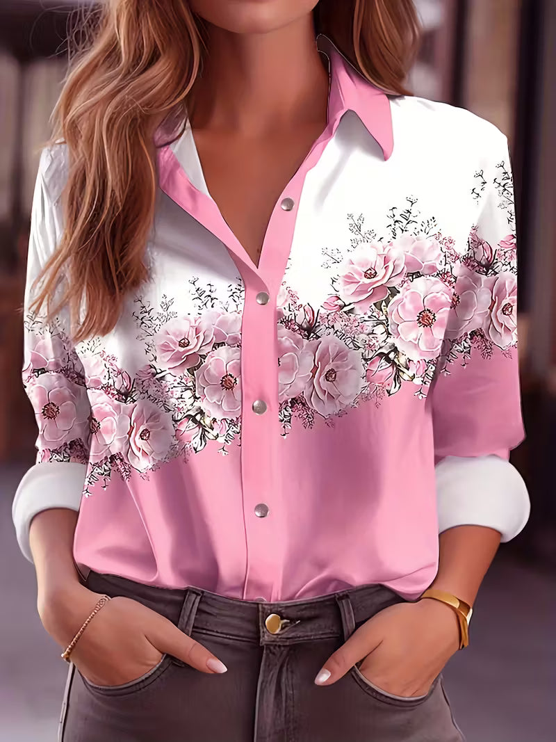 Classic Ladies Floral Button Top - Olytrend