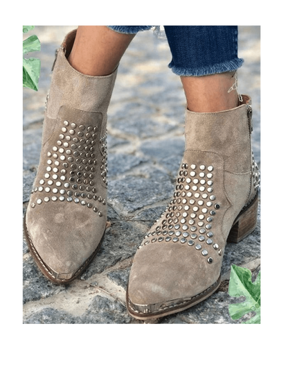 Edgy Studded High Heel Ankle Boots for Women - Olytrend