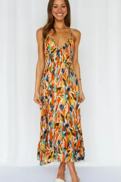 Image of Ellen | Women's V-Neck A-Line Midi Dress
