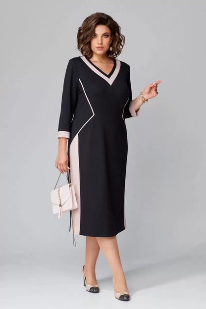 Elegant V-Neck Swing Midi Dress for Women - Olytrend