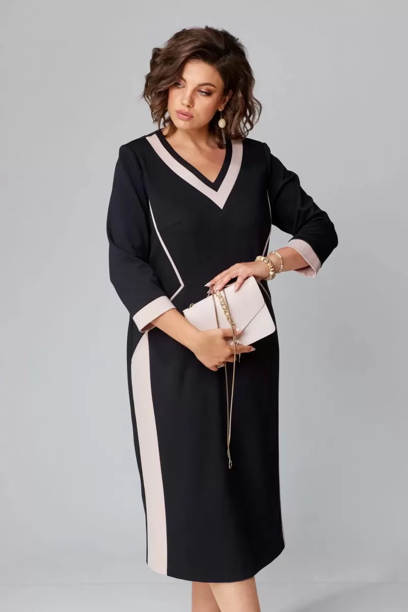 Image of Ellen | Women's V-Neck A-Line Midi Dress