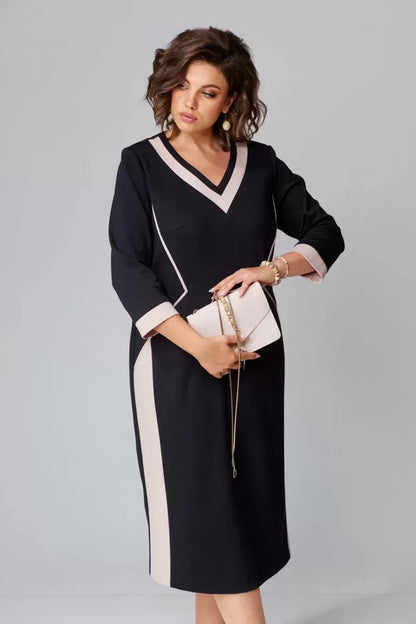 Image of Ellen | Women's V-Neck A-Line Midi Dress