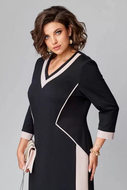 Image of Ellen | Women's V-Neck A-Line Midi Dress