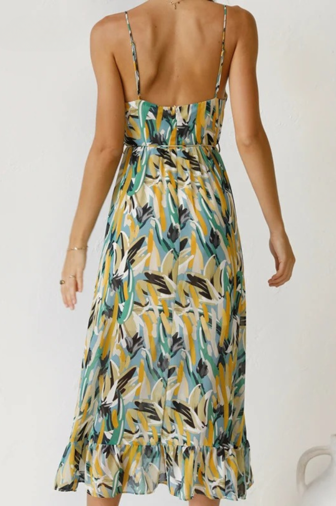 Image of Ellen | Women's V-Neck A-Line Midi Dress
