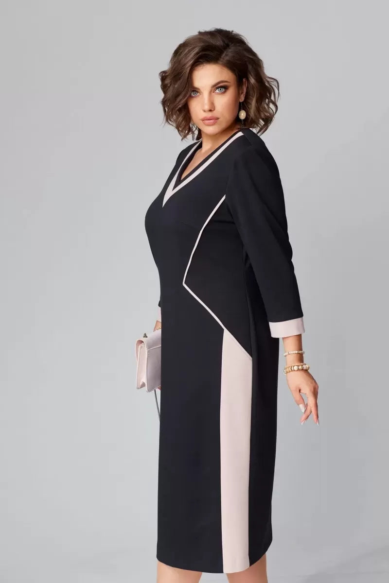 Image of Ellen | Women's V-Neck A-Line Midi Dress