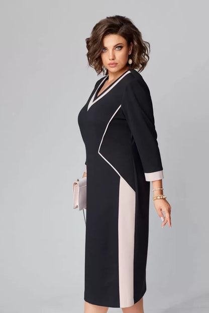 Image of Ellen | Women's V-Neck A-Line Midi Dress