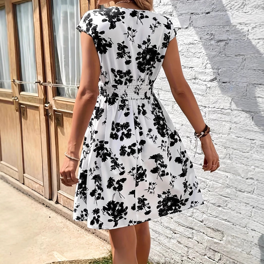 Image of Ellen | Women's V-Neck A-Line Mini Dress