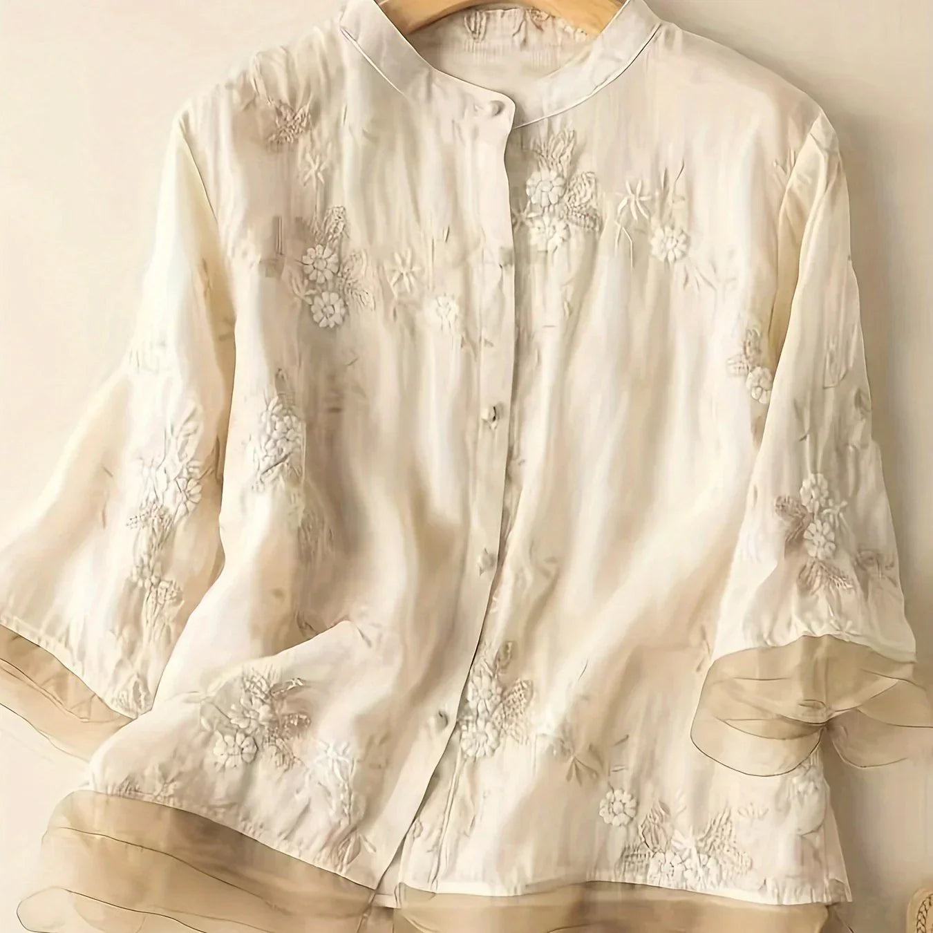 Pretty Flower Women's Blouse with Buttons - Pexav