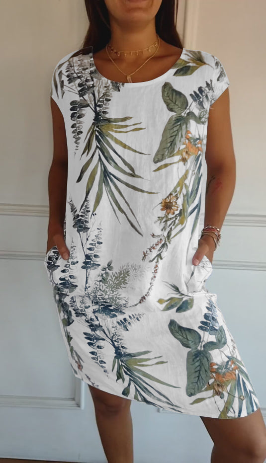 Women's Pretty Floral Summer T-Shirt Dress - Olytrend