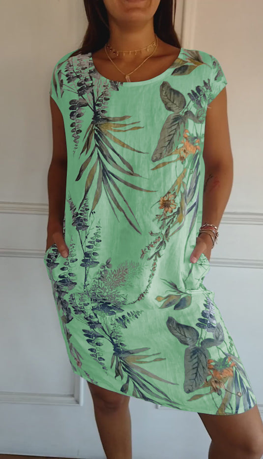 Image of Emily | Women's Floral Print Casual T-Shirt Dress