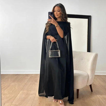 Long Sleeved Floor Length Maxi Dress with Layered Detail