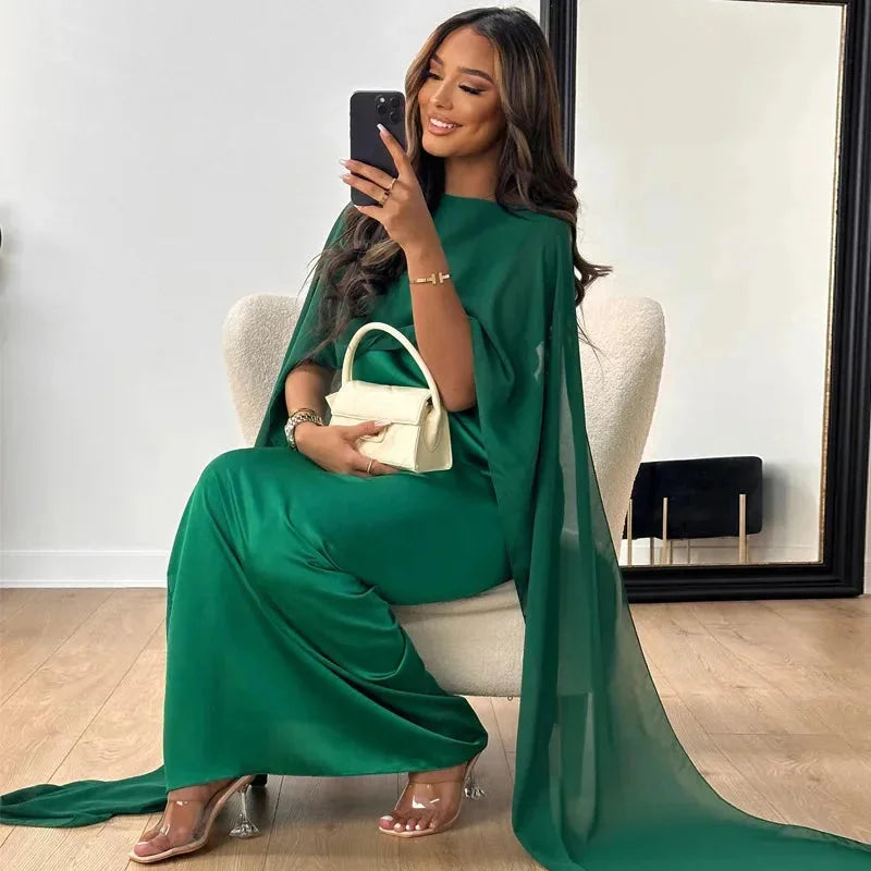 Long Sleeved Floor Length Maxi Dress with Layered Detail
