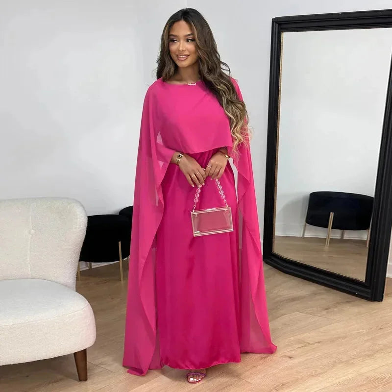 Long Sleeved Floor Length Maxi Dress with Layered Detail