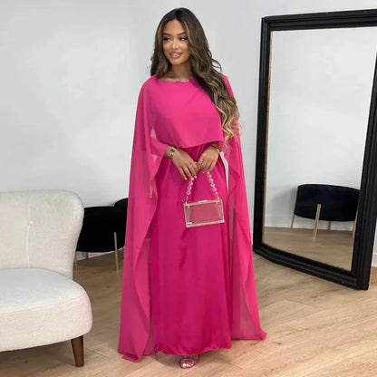 Long Sleeved Floor Length Maxi Dress with Layered Detail