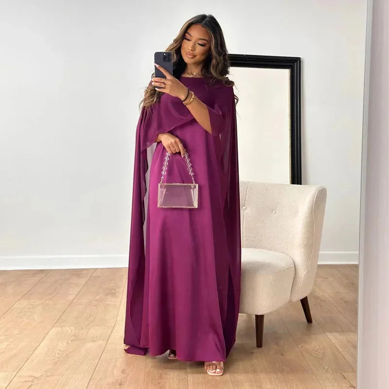Long Sleeved Floor Length Maxi Dress with Layered Detail