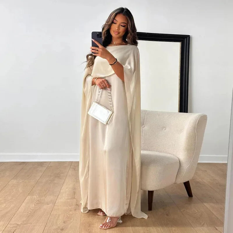 Long Sleeved Floor Length Maxi Dress with Layered Detail - Nocini