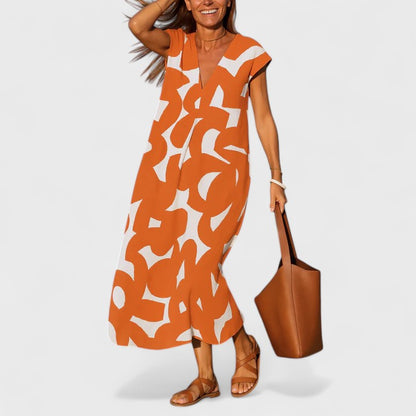 Elegant V Neck Maxi Dress