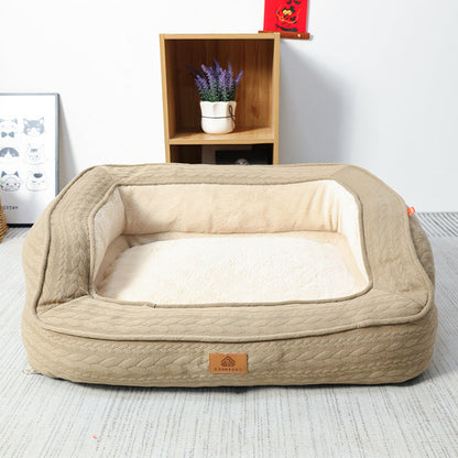 Ergonomic Dog Bed - LuxeDream-Beige-XL (25.98 x 21.65 x 9.45 inches)-Nora Luxe