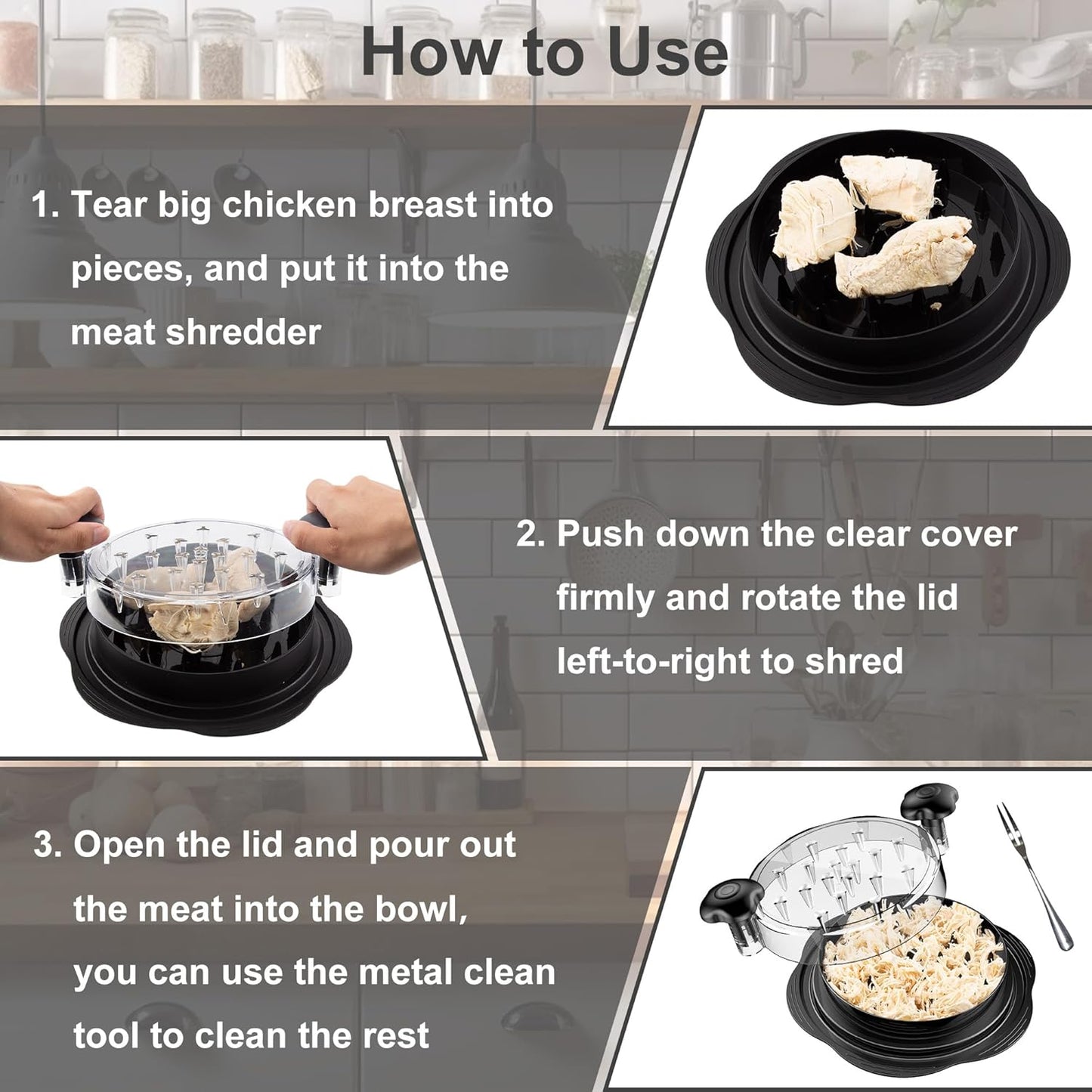 Ergonomic Meat Shredder-Black-Nora Luxe