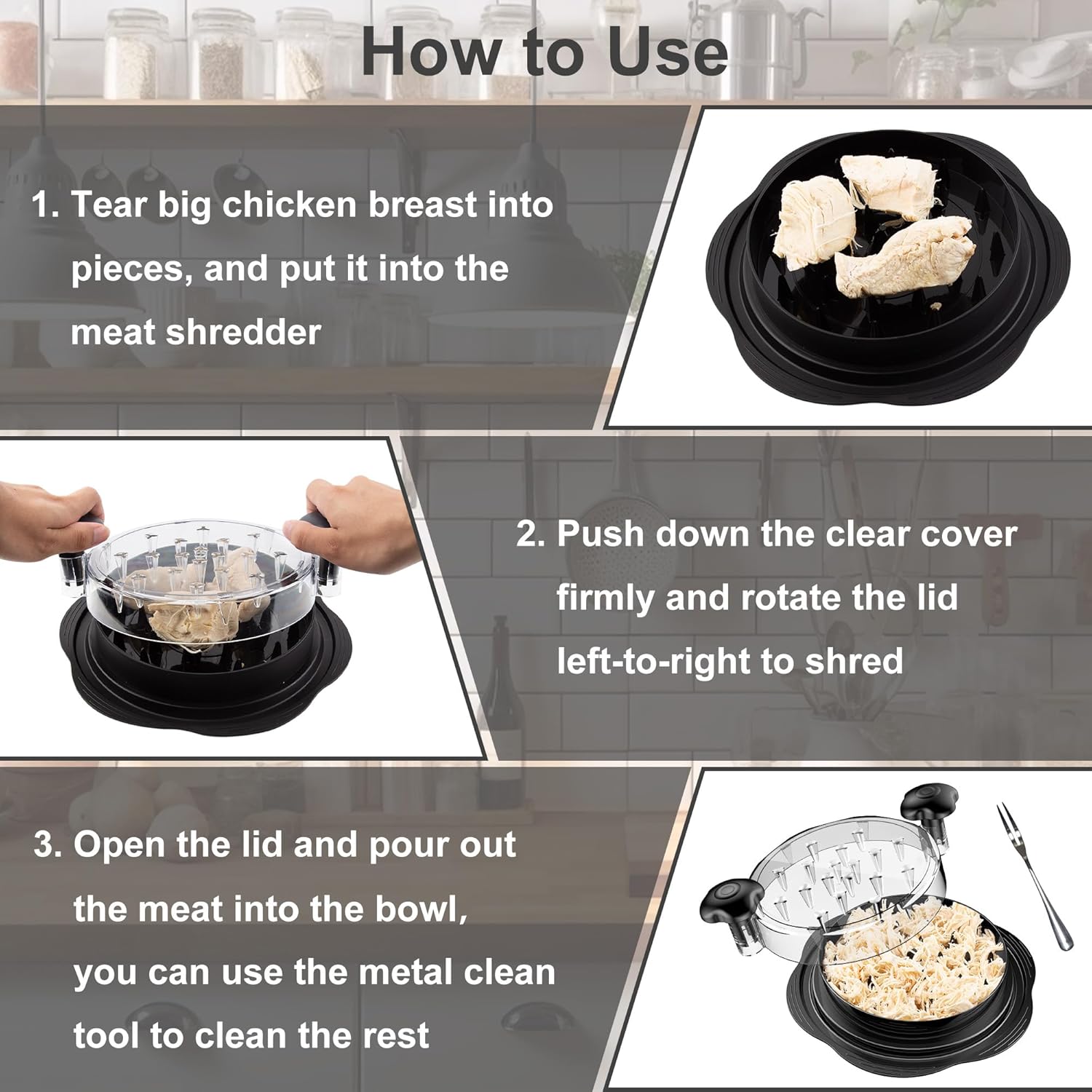 Ergonomic Meat Shredder-Black-Nora Luxe