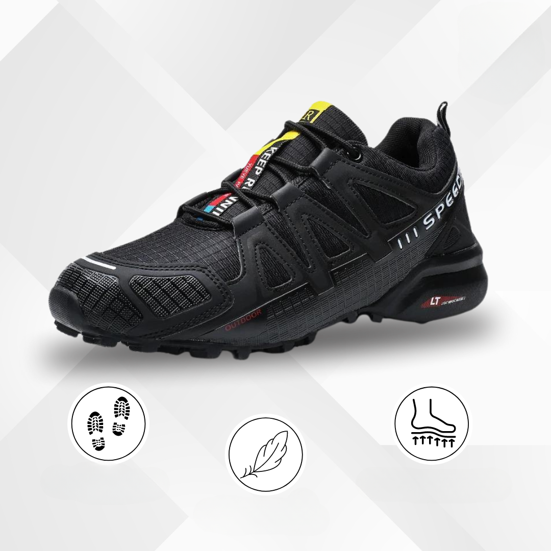 Ergonomic outdoor hiking shoes with comfort cushioning – TrailStep-Black-Blue-5.5-Nora Luxe