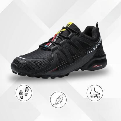 Ergonomic outdoor hiking shoes with comfort cushioning – TrailStep-Black-Blue-5.5-Nora Luxe