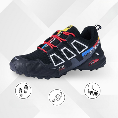 Ergonomic outdoor hiking shoes with comfort cushioning – TrailStep-Black-Blue-5.5-Nora Luxe