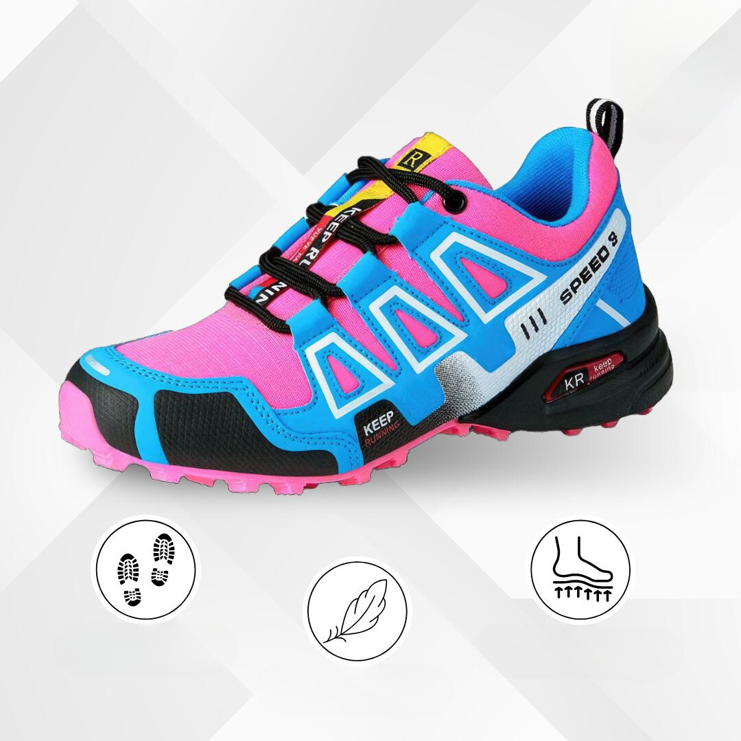 Ergonomic outdoor hiking shoes with comfort cushioning – TrailStep-Black-Blue-5.5-Nora Luxe