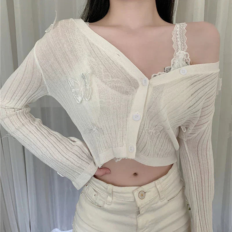 Pretty Floral Button Cardigan for Ladies
