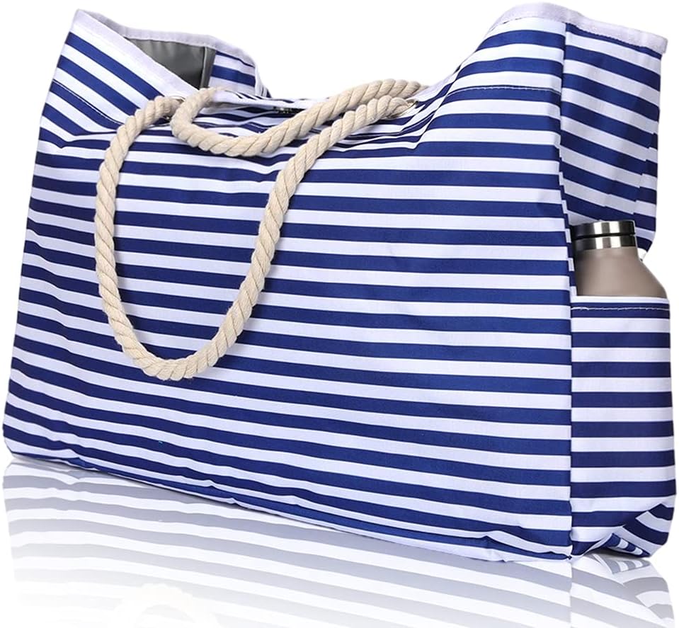 Large Water Resistant Beach Bag with Free Travel Pouch