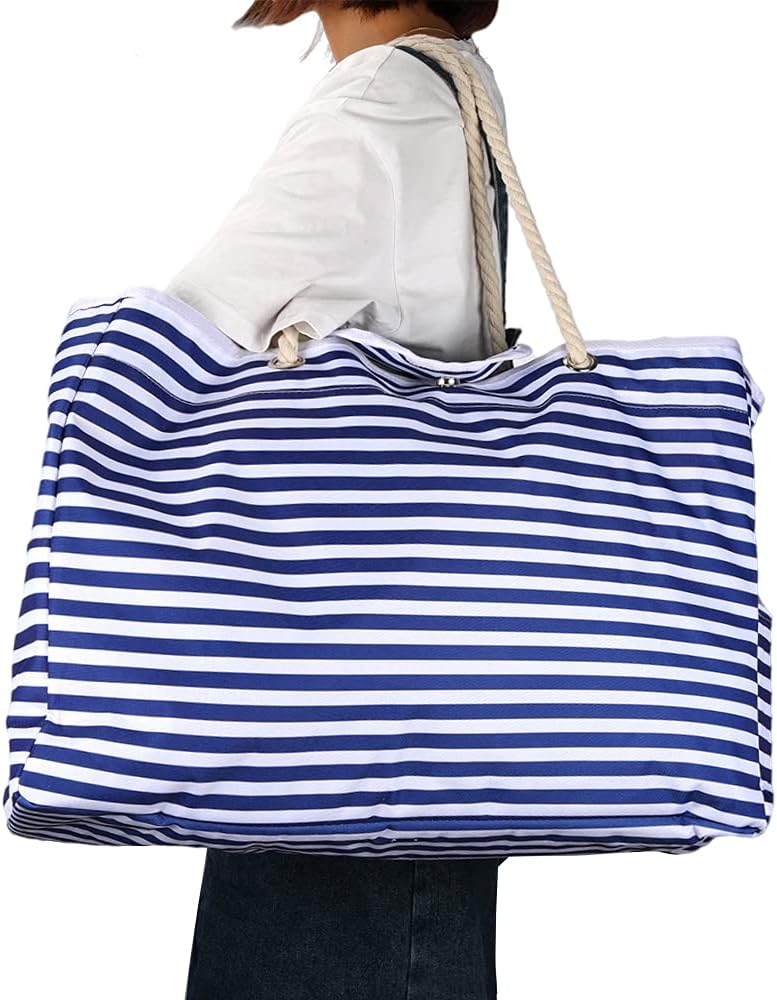 Large Water Resistant Beach Bag with Free Travel Pouch